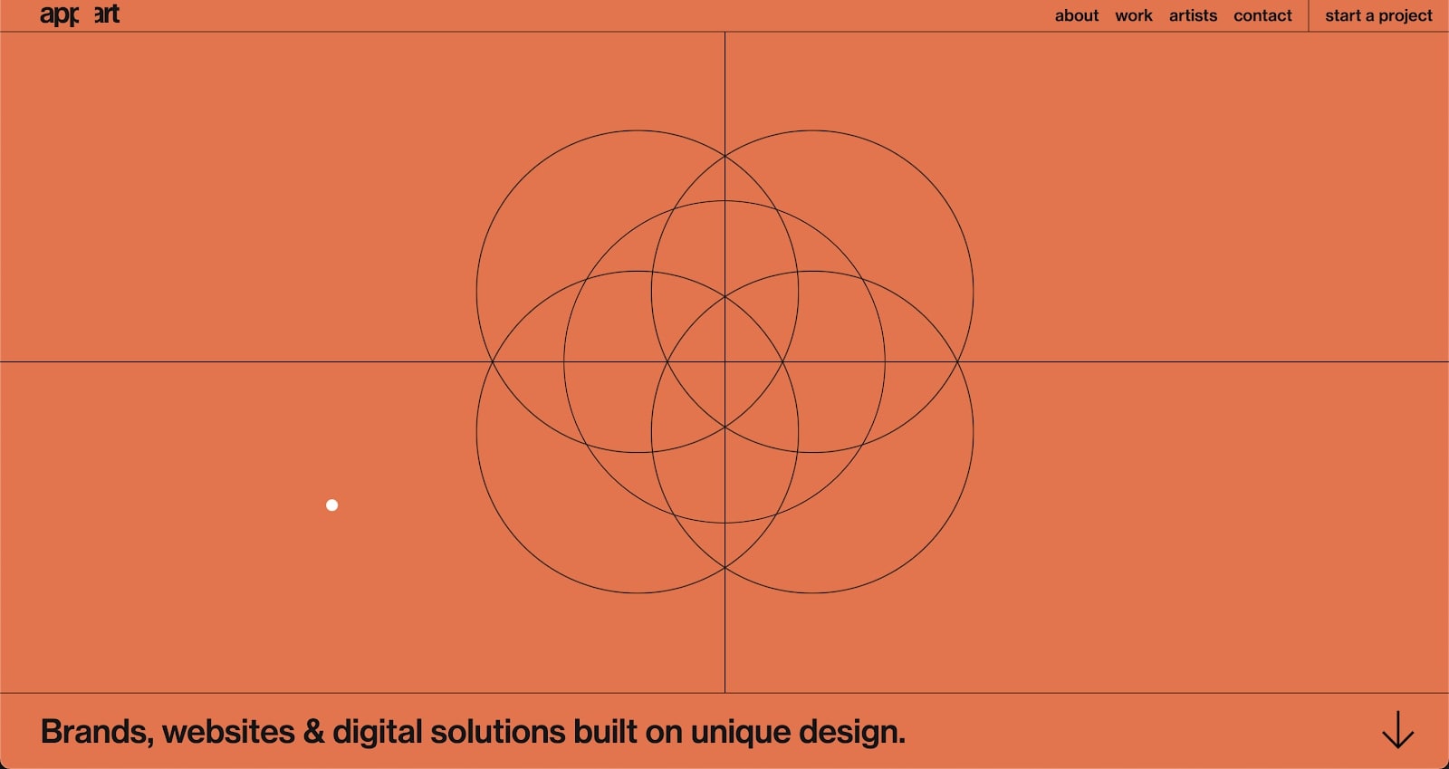 Dark orange background with a ultrafine line drawing of overlapping circles