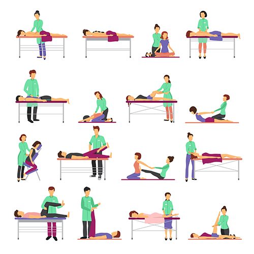 Pictogram of some of the numerous massage techniques studied by RMTs