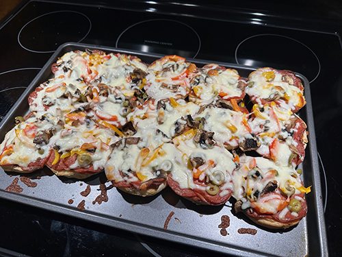 A truly mouth-watering display of culinary prowess as museum worthy mini pizzas are set out to cool