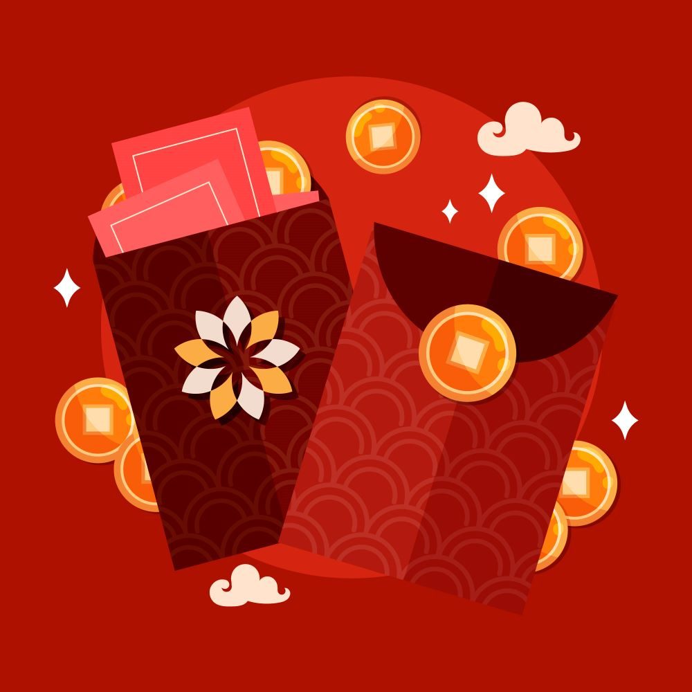 Exchange of Red Envelopes (Hongbao or Ang Pao) is important part of lunar new year.