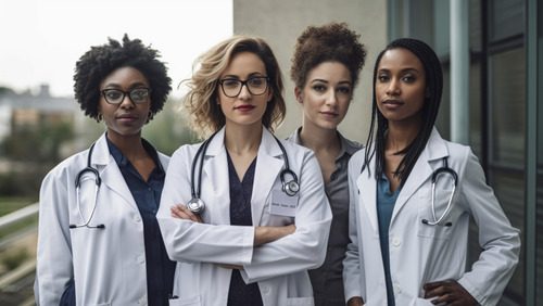 All female doctors posing