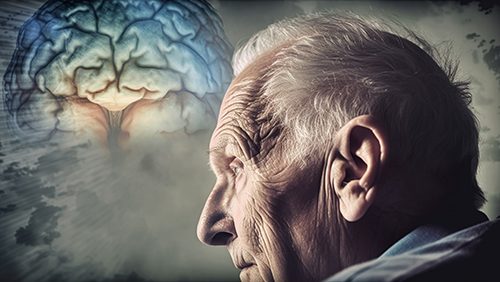 An elderly man suffering the effects of Alzheimer's Disease