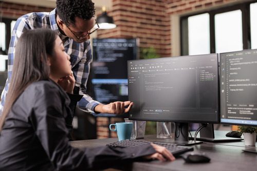 2 software developers working together