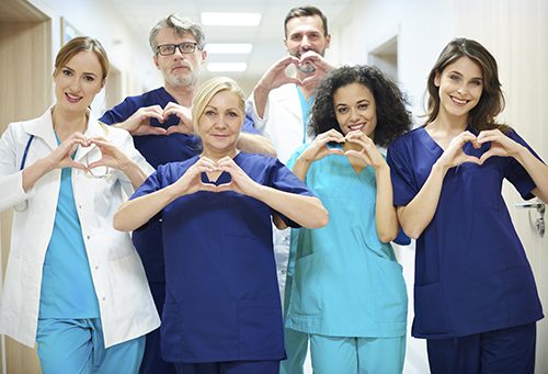 A group of Nurses expressing their love and compassion