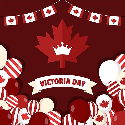 Happy Victoria Day banner with lots of Canadian symbolism