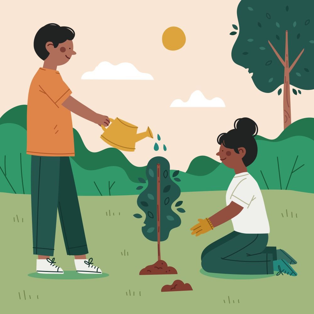 Planting trees and gardening is a good way to go eco-friendly.