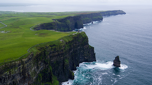 Aerial view of County Clare on the coast of Ireland